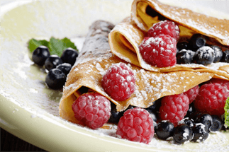 Desert crepes with mixed fruit