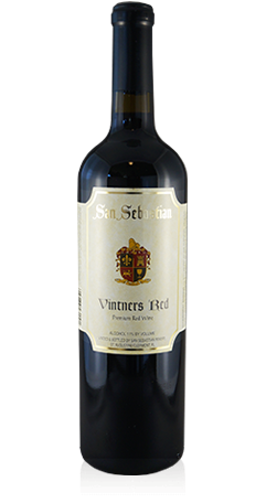 A bottle of Vintners Red wine